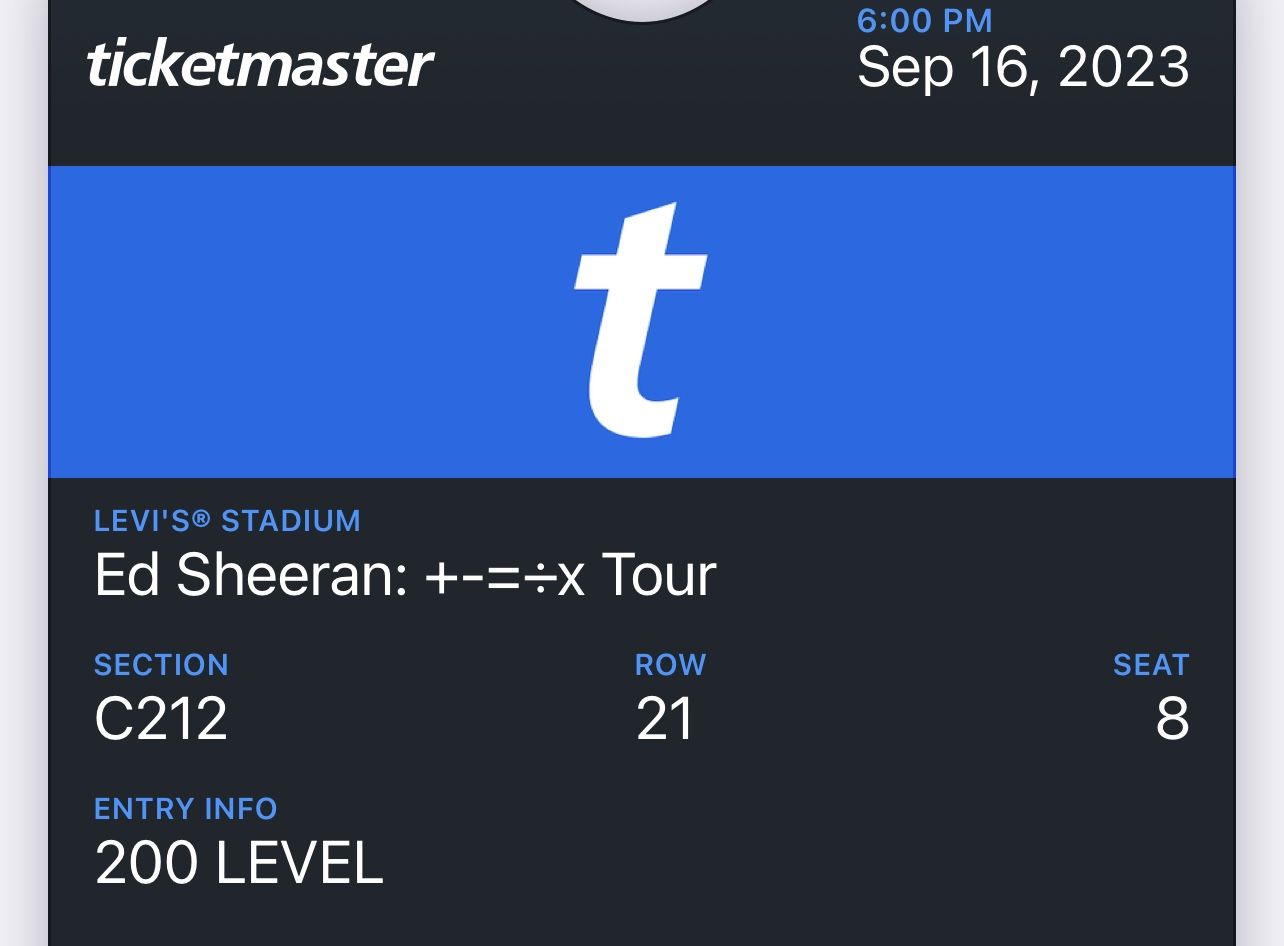 1 Ticket To Ed Sheeran @ Levi Stadium