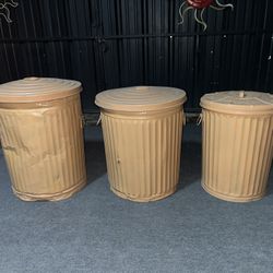 3 Metal Bins w/ Lids (Small, Medium, Large)