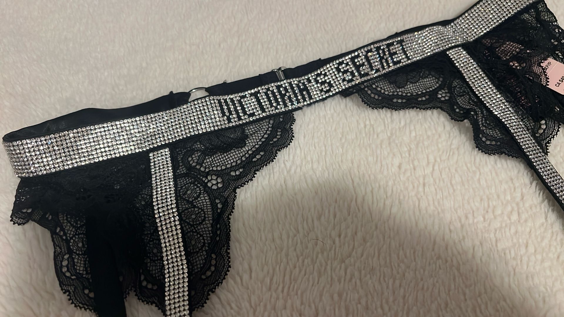 Victoria’s Secret Very Sexy Shine Chain Strap Lace Garter Belt Size XS S