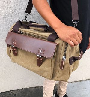 Photo (NEW) $20 Mens Vintage Travel Duffel Bag Hand Gym Sports Shoulder Strap Backpack 18x9x11”