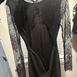 Black Dress With Lace Sleeves