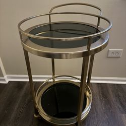 Z Gallerie Gold And Black Glass Bar Cart