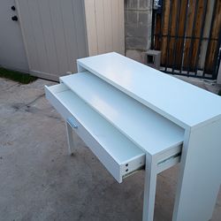 IKEA MICKE Desk w/ Shelf Hutch – White Modern Office DeskIKEA desk, computer desk, study desk, student desk, gaming desk, white desk, office desk, sma