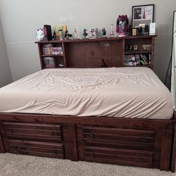 Bed Frame w/shelves and drawers