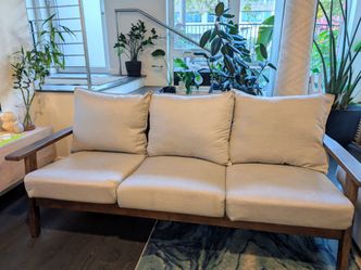 Walnut wood frame couch