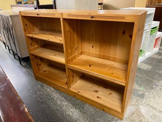 Knotty Pine 6-Shelf Bookshelf w/ Pull Out Boards