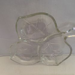 Vintage Glass Leaf Auderves Dish