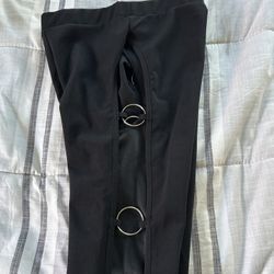 SHEIN Black Leggings With Side Opening With Rings Size: XS