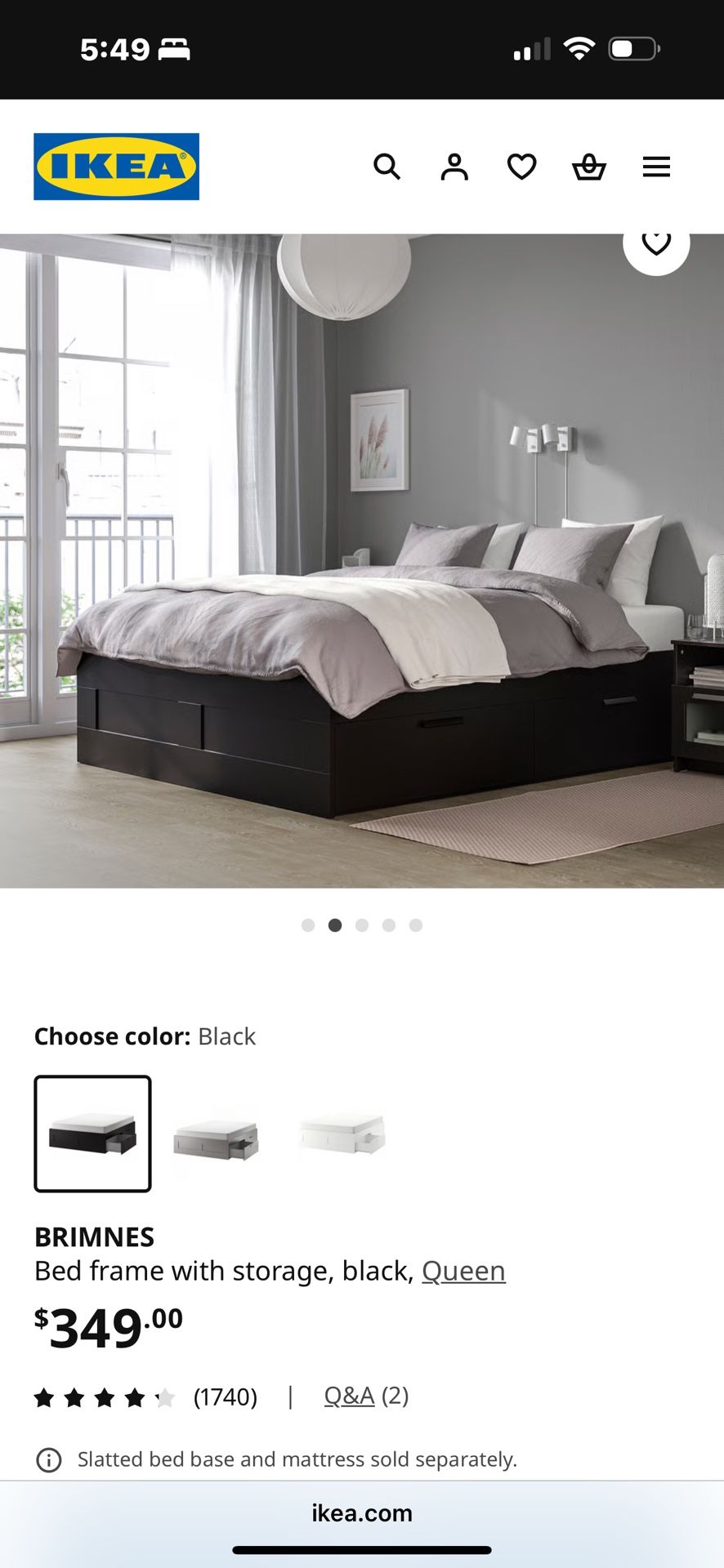 BRIMNES Queen Bed Black