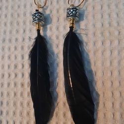 Pair Of Black Feather Earrings
