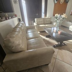 Cream Leather Couches $400 OBO 