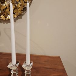 Set Of 2 Crystal Candle Holders With Case