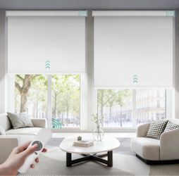 Brand New Jolicasa Motorized Blinds with Remote, Roller Shades for Indoor Windows, 100% Blackout Electric Blinds with Remote for Windows, 34" W × 72"