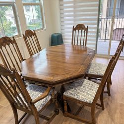 7Piece Wooden Dining Table Set , Kitchen Dining Room Set with Solid Wood