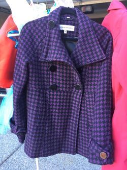 Purple and black Steve Madden houndstooth coat