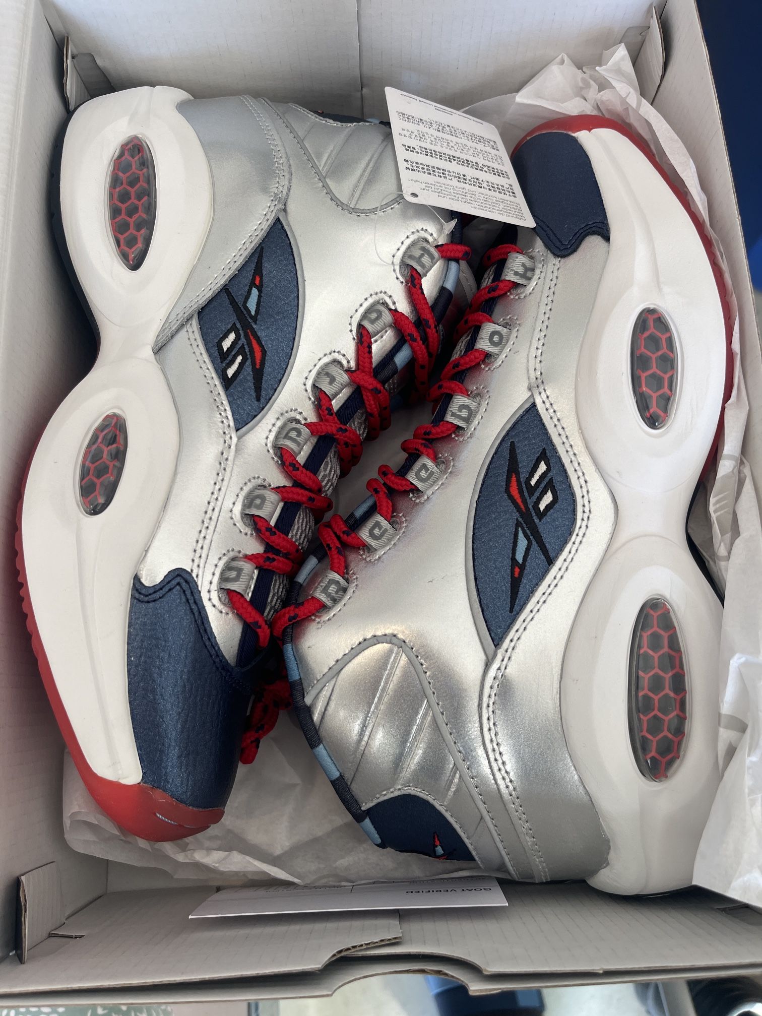 REEBOK QUESTION MID SILVER/BLUE M