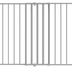 Babelio 31.5-55" No Bottom Bar Baby Gate Extra Wide, 2-in-1 Auto Close Dog Gate for The House, Stairs and Doorways, with Large Walk Thru Door, Grey 55