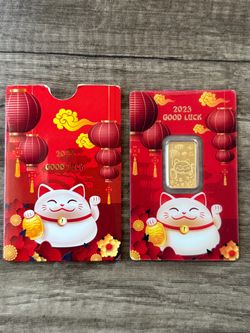 PAMP Good Luck Cat 5 Gram Gold Bar 24k Gold