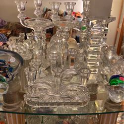 Crystal candleholders. Various prices. Inquire if interested.