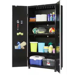 Ready-to-Assemble 24-Gauge Steel Freestanding Garage Cabinet in Black (36.6 in. W x 72 in. H x 18.
