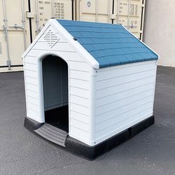(NEW) $105 Plastic Dog House Large Size Pet Indoor Outdoor All Weather Shelter Cage Kennel 36x36x39” 