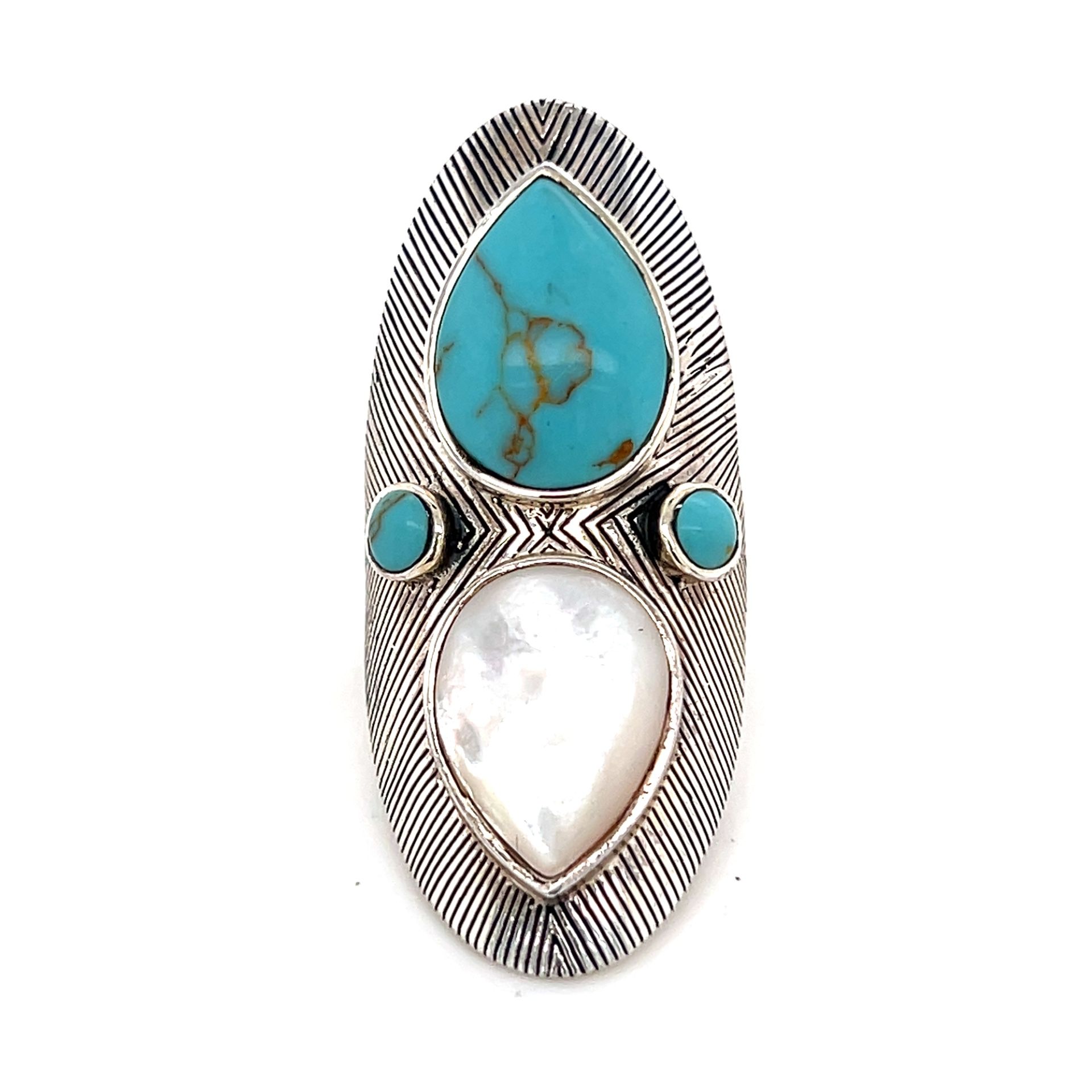 Turquoise/Pearl and Silver 925 Statement Ring