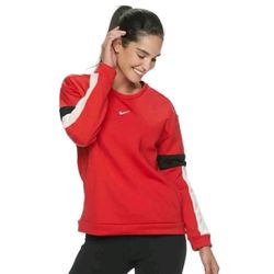 Nike Therma Womens Size 2X Sweatshirt Long-Sleeve Training Pullover RED Black