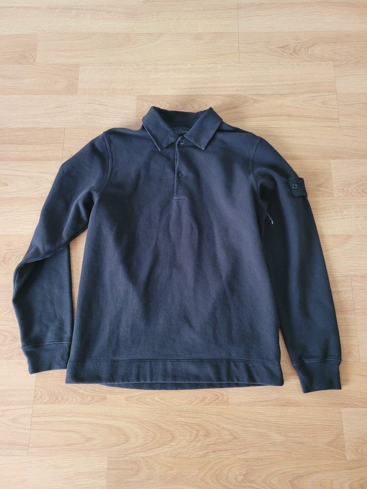 Stone Island Ghost Cotton Polo Sweatshirt Black Size Small