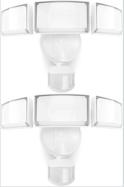 LUTEC 2 Pack 72W 7500LM LED Security Lights Motion Sensor Light Outdoor, 5000K Daylight, IP65 Waterproof, Dusk to Dawn, 3-Head Motion Detected Flood L