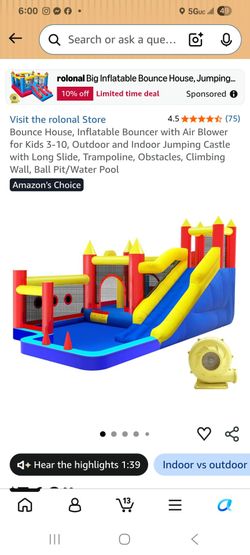 Rolonal Inflatable Bounce House with Air Blower