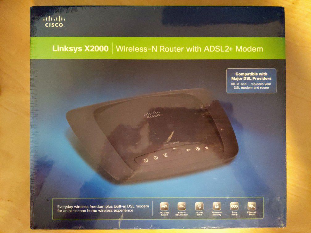 Linksys X2000 Wi-Fi router and DSL modem