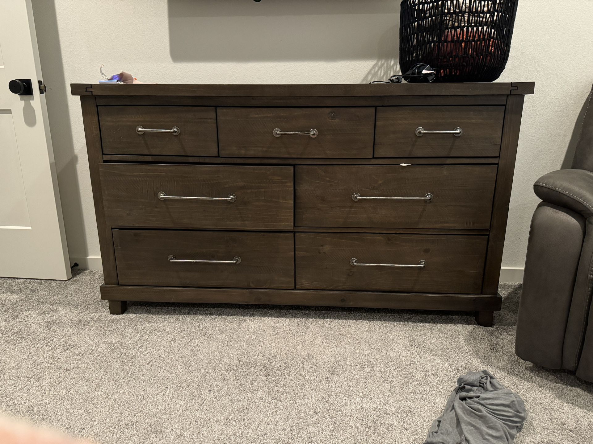Brownish Grey 6 Drawer Dresser