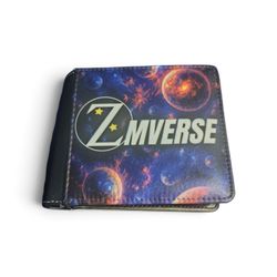 ZMVERSE Men's Bifold Wallet Black PU Leather Galaxy Design