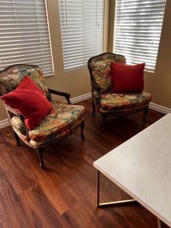 Pair of French Provincial Floral Accent Chairs