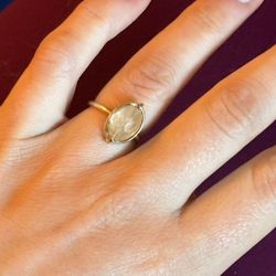 Dainty Gold and Rose Quartz Gemstone Ring