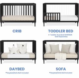 Delta Children Acrylic Convertible Crib & Toddler Bed – Black/Gold – Guardrail Included