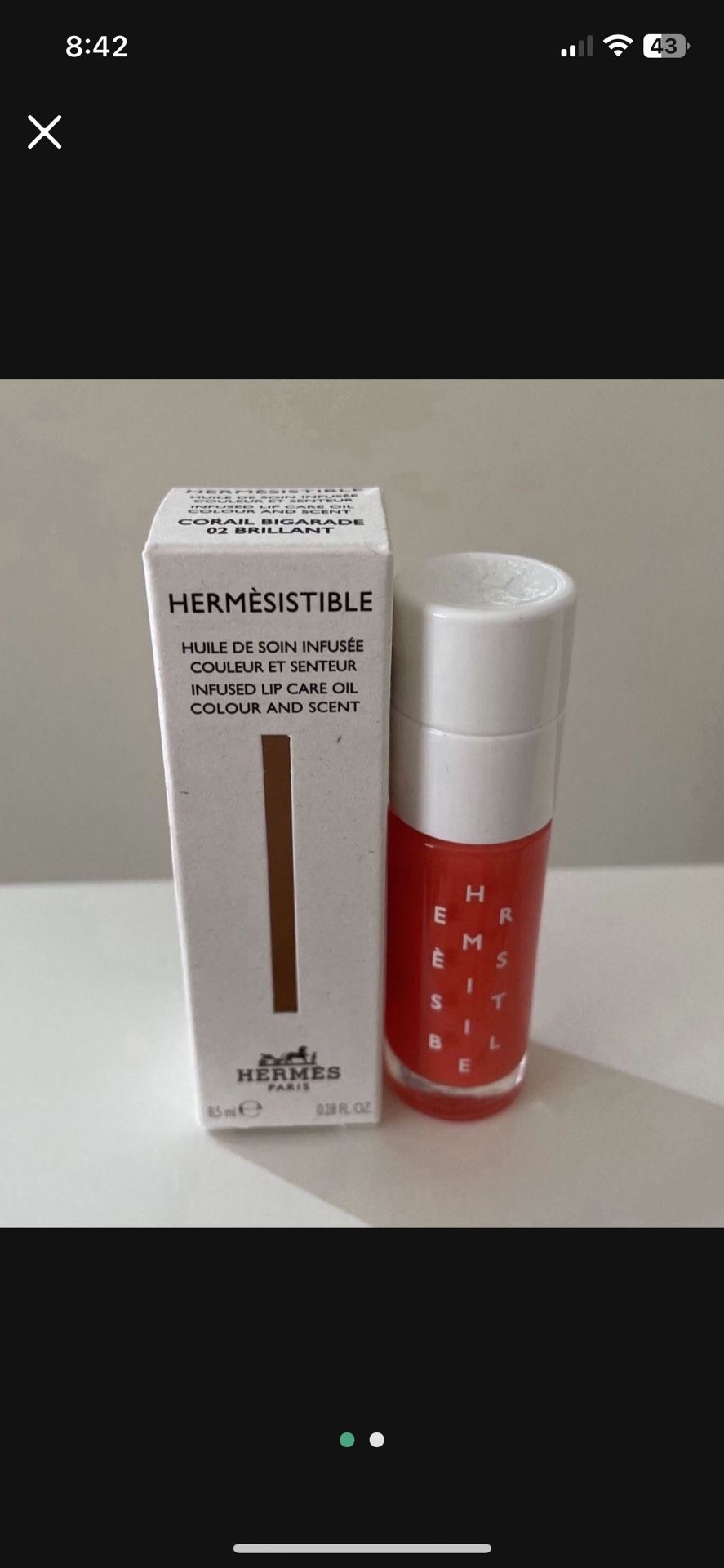 New Hermes lip gloss - Hermesistible Infused Care Oil 02 Corail Bigarade