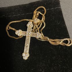 Icy 24k Gold Filled Cross Necklace