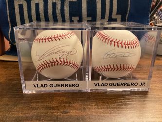 Father and Son Autographed Baseballs Vlad Guerrero Sr. And Vlad Guerrero Jr.