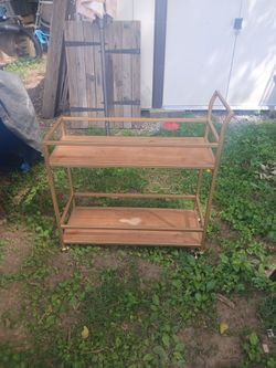 Metal And Wood Bar cart with wheels and 2 shelves