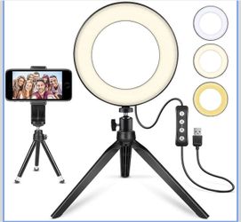 BRAND NEW!! MACTREM 6" Small Ring Light with Stand for Phone Video Desk Makeup Mini Desktop Ring Light