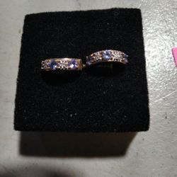 14kt Gold 1/2 Hoop Diamond Tanzanite 