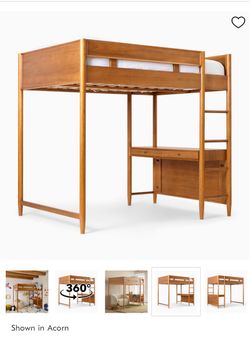 West Elm Mid-Century Full Loft Bed w/ Desk – Acorn