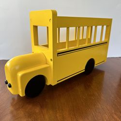 Yellow Bus Wall Shelf Wooden Vintage Kids Room