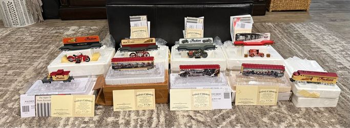 Hawthorne Village Indian Motorcycle Express Train Collection w/ COAs & Boxes