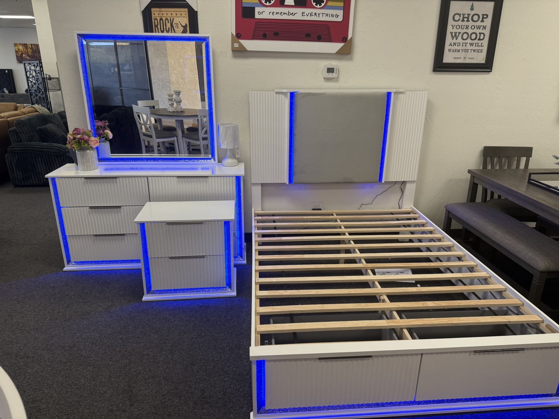 Queen Size LED 4 Piece Bedroom Set