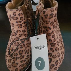 Cat & Jack Brown Penelope Ankle Boots Shoes Leopard Kids Girls NEW, SELECT SIZE 7