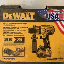 DEWALT 20V MAX XR Cordless Brushless 3-Speed 1/2 in. Hammer Drill with (2) 20V 5.0Ah Batteries and Charger