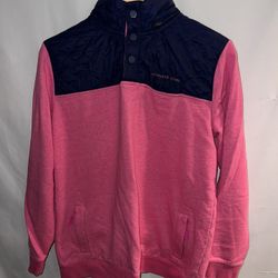 Ladies Medium Vineyard Vines pink & blue sweatshirt w hood 