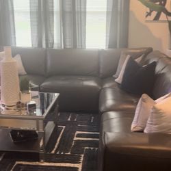 Gray Leather sectional